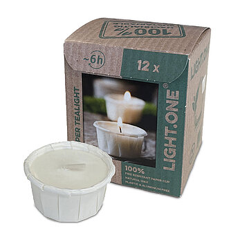 Artikelvorschau Light One Papier-Teelicht 6h (12er Pack)