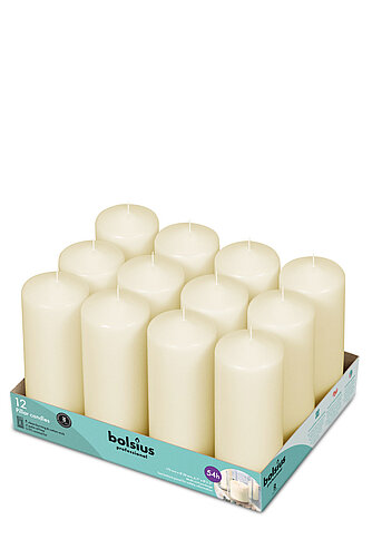 Artikelvorschau Stumpenkerzen 170/58 mm (12er Pack) – elfenbein
