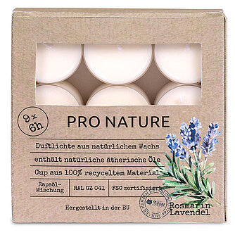 Artikelvorschau Raps-Duftlichte Clear Cup - Rosmarin & Lavendel (9er Pack)