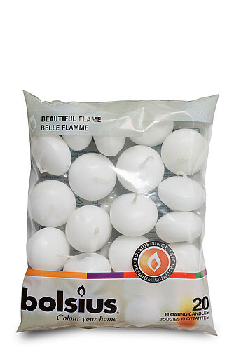 Bolsius Schwimmkerzen 30/45 mm - weiß (20er Beutel) Artikelvorschau Schwimmkerzen 30/45 mm - weiß (20er Beutel)