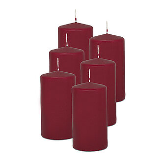 Artikelvorschau Stumpenkerzen 130/70 mm (Safe Candle) - 6 Stück - altrot