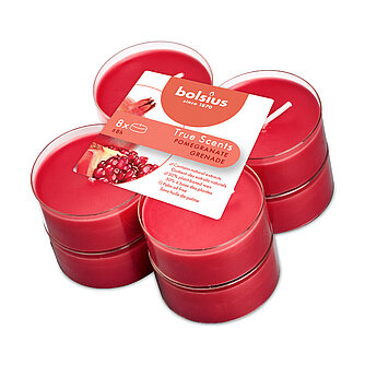 Artikelvorschau True Scents Maxi-Lichte Clear Cup - Granatapfel (8er Pack)