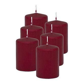 Artikelvorschau Stumpenkerzen 80/60 mm (Safe Candle) - 6 Stück - altrot