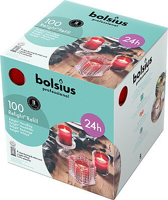 Artikelvorschau Bolsius Relight Nachfüllkerzen 100er Box - rot