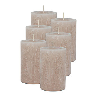 Artikelvorschau Rustic Stumpenkerzen 110/70 mm (Safe Candle) - 6 Stück - sahara