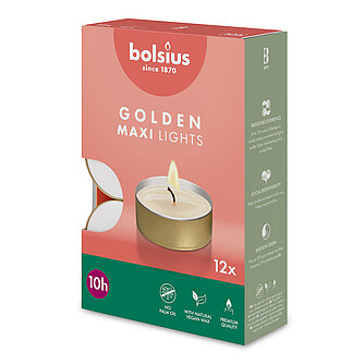 Artikelvorschau Maxi-Teelichte 10h (12er Pack) - Gold
