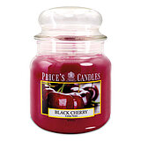 prices-candles-apothekerglas-142-95-black-cherry-411g-pmj010304 Eine Apothekerglas-Kerze von Prices Candles in der Größe 14,2x9,5cm mit dem Duft Black Cherry und einem Gewicht von 411g.