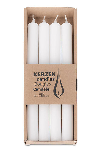 Artikelvorschau Rustic Stabkerzen 250/22 mm - weiß (4er Pack)
