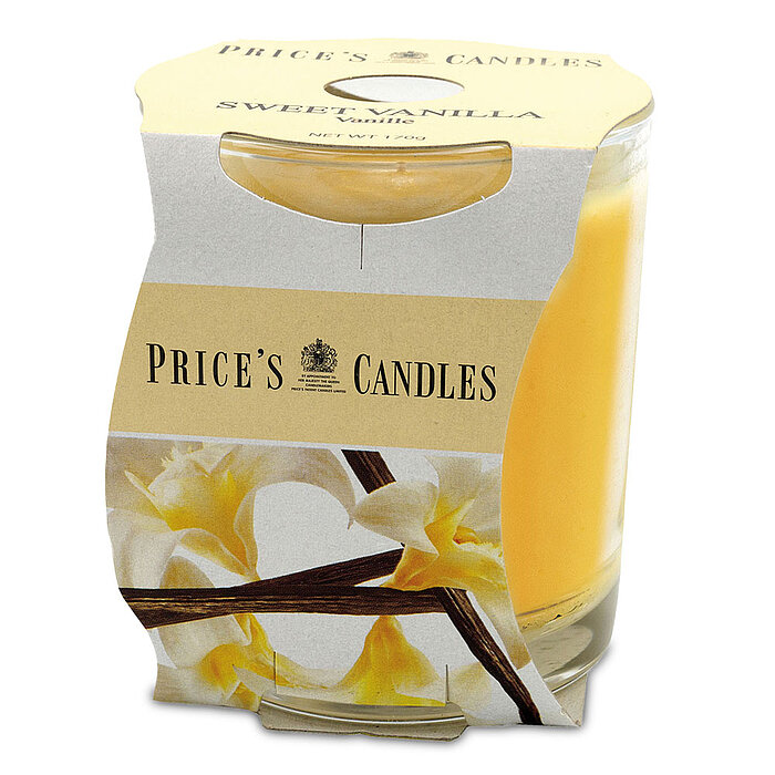 Ein Duftglas von Prices Candles in der Größe 8,9x8cm mit dem Geruch Sweet Vanilla.