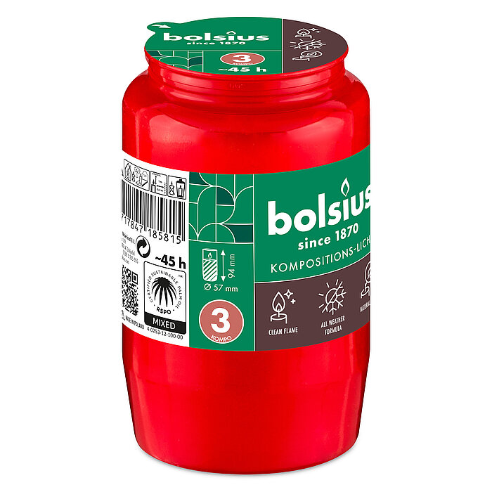 20 Kompositionslichter Nr. 3 von Bolsius in der Größe 9,5x5,7cm in der Farbe Rot.