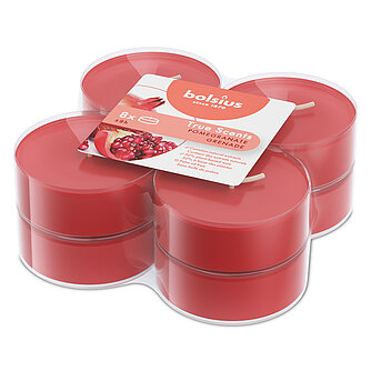 Bolsius True Scents Maxi-Lichte Clear Cup - Granatapfel (8er Pack) Artikelvorschau True Scents Maxi-Lichte Clear Cup - Granatapfel (8er Pack)
