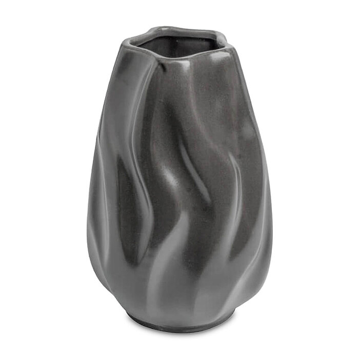 Eine Keramikvase Rock von Sandra Rich in der Größe 20x13cm in der Farbe Grau.