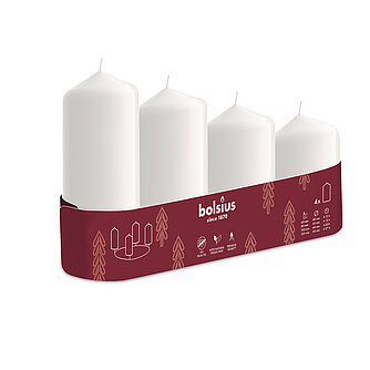 Artikelvorschau Stumpenkerzen abgestuft Ø 48mm (4er Tray) - Weiß