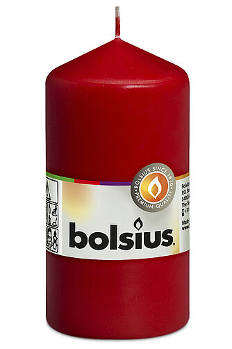 Artikelvorschau Bolsius: Stumpenkerze 120/58mm - Rot (1 Stück)