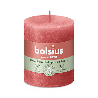 Artikelvorschau Rustik Stumpenkerzen 80/68 mm - Rosa Blüte (1 Stück)