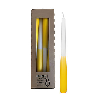 Artikelvorschau Wenzel: Two-Tone Spitzkerzen 250/23mm - Weiß/Zitrone (4er Pack)
