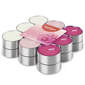 Bolsius Duft-Teelichte 3-farbig (18er Pack) - Pinke Orchidee Artikelvorschau Duft-Teelichte 3-farbig (18er Pack) - Pinke Orchidee