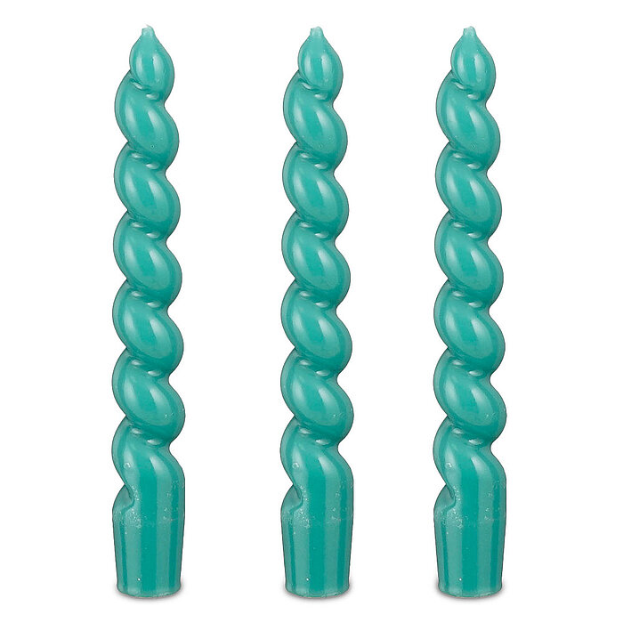24 Spitzkerzen Twist von Edelman in der Größe 18,5x3cm in der Farbe grün.