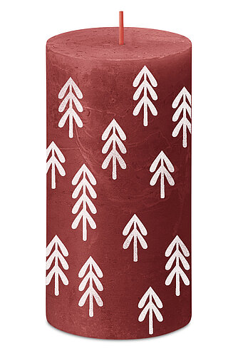 Artikelvorschau Rustik Stumpenkerzen Silhouette 130/68 mm - Zartes Rot (1 Stück)
