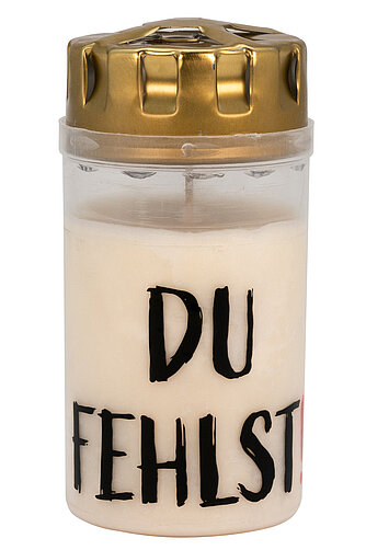 Artikelvorschau Grabkerzen Nr. 3 mit Deckel & Motiv "Du fehlst!" (6 Stück)
