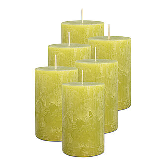 Artikelvorschau Rustic Stumpenkerzen 110/70 mm (Safe Candle) - 6 Stück - limone
