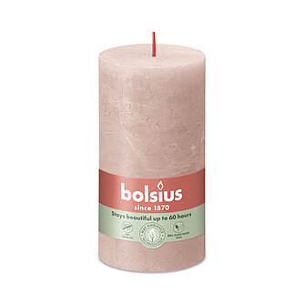 Artikelvorschau Rustik Stumpenkerzen 130/68 mm - Nebliges Rosa (1 Stück)