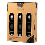 decolite-christbaumkugeln-8-cm-schwarz-144560812007.jpg Ein 12er Pack Christbaumkugeln in Schwarz mit 8cm Durchmesser von DecoLite in einer dekorativen Schachtel.