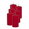 6 Stumpenkerzen von Decolite in der Größe 13x7cm in der Farbe rot.