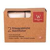 Ein Nachfüller für Glas-Grablicht von Wiedemann in der Größe 8,5x5,7cm in der Farbe Weiß.