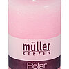 Eine Polar Stumpenkerze von Müller Kerzenfabrik in der Größe 10x6,8cm in der Farbe Malve.