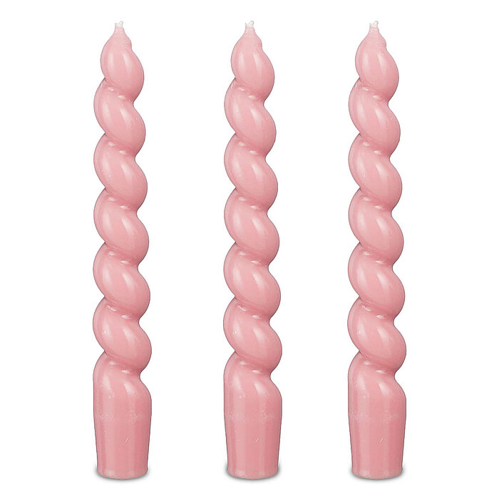 24 Spitzkerzen Twist von Edelman in der Größe 18,5cm in der Farbe rosa.