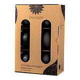 decolite-christbaumkugeln-10-cm-schwarz-144561006007.jpg Ein 6er Pack Christbaumkugeln in Schwarz mit 10cm Durchmesser von DecoLite in einer dekorativen Schachtel.